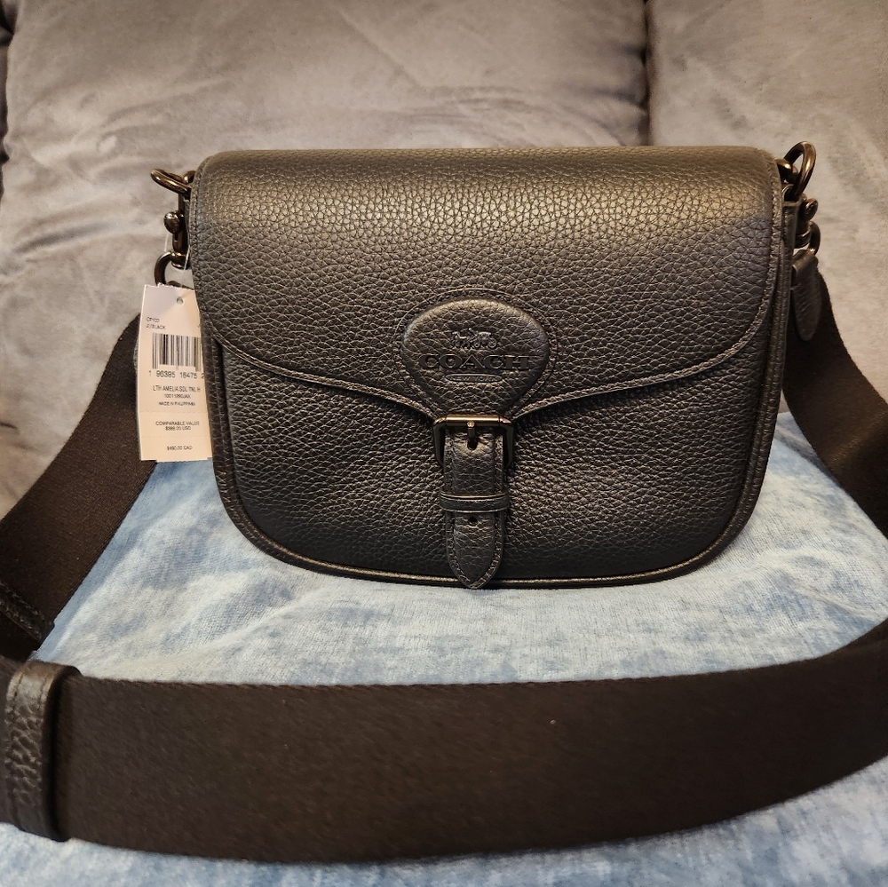 Coach Amelia Saddle Bag -  Black Copper/Black - New